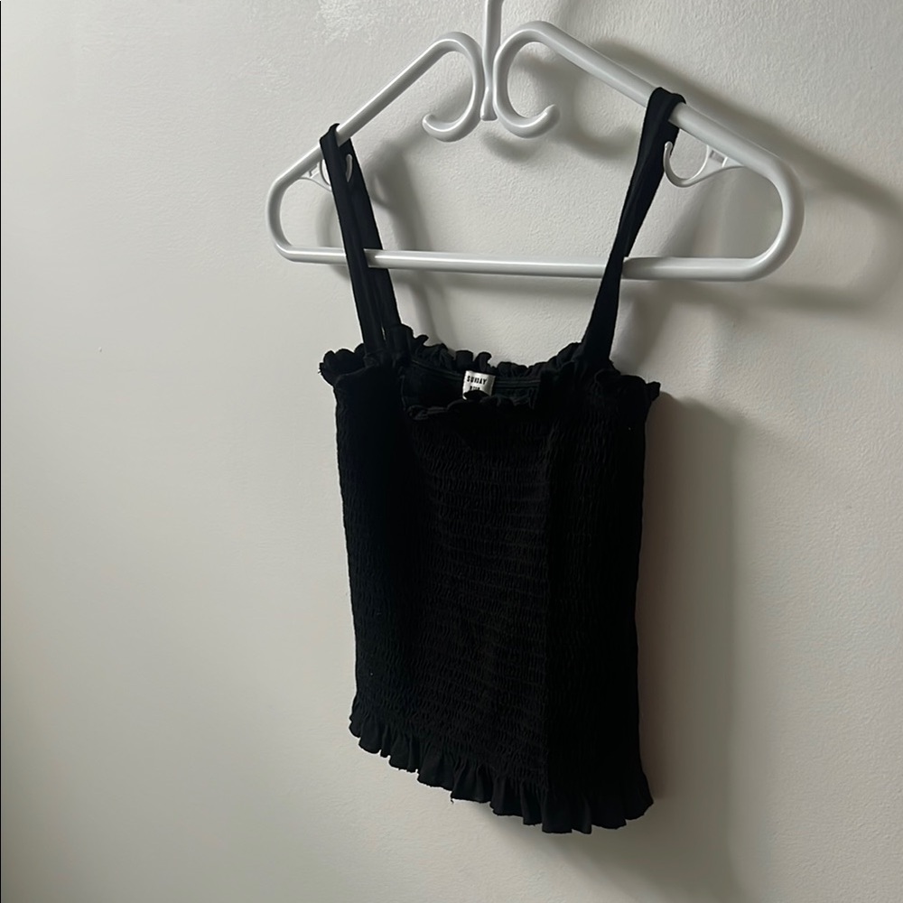 Black Ruffled Women's Top - Picture 3 of 5